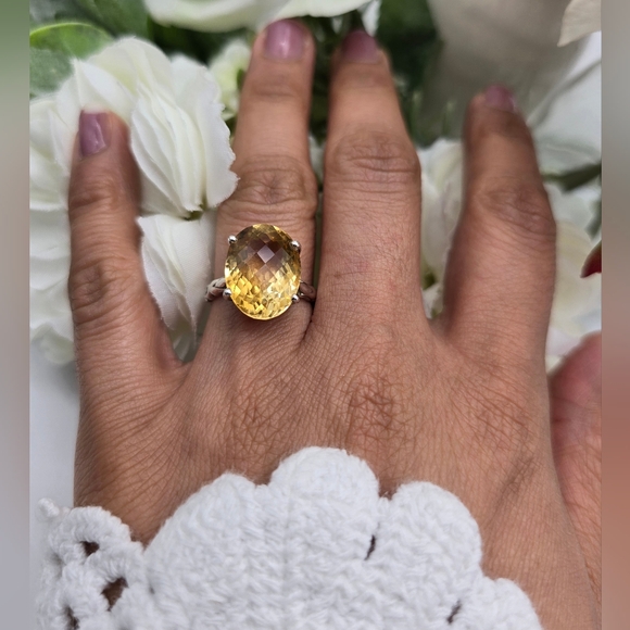 ♥️ LOVELY CITRINE STERLING SILVER RING - Picture 2 of 11